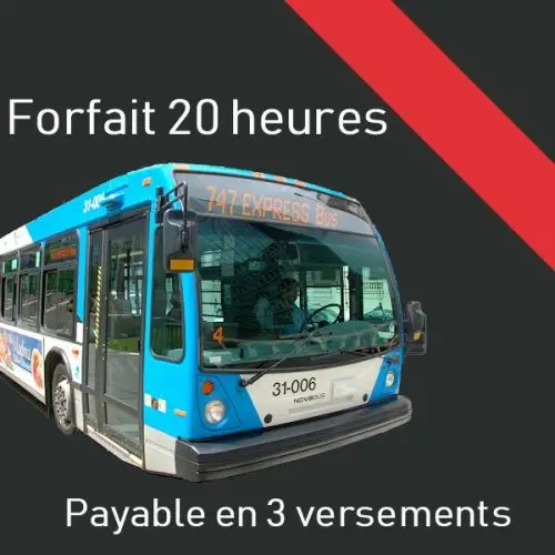 Cours d'autobus intermediaire 20 heures 3 versements